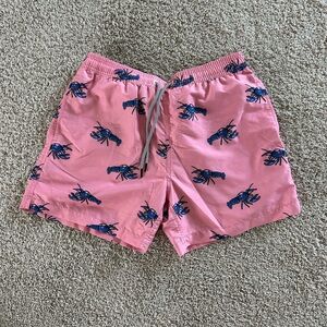 Men's Pink Lobster Print Swim Trunks